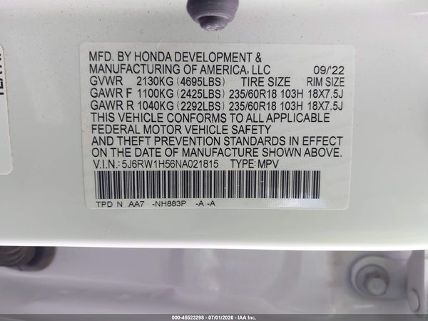 2022 HONDA CR-V 2WD EX