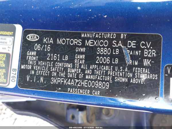 2017 KIA FORTE LX