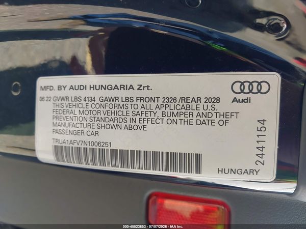 2022 AUDI TTS TFSI QUATTRO S TRONIC