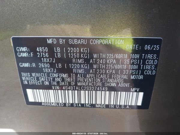 2025 SUBARU OUTBACK ONYX EDITION