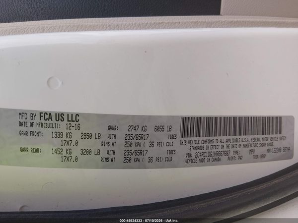 2017 CHRYSLER PACIFICA TOURING — I9