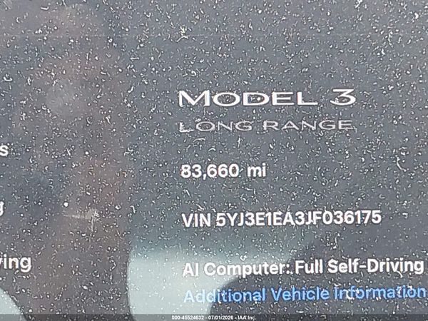2018 TESLA MODEL 3 LONG RANGE/MID RANGE