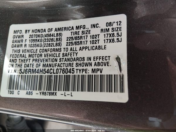 2012 HONDA CR-V EX