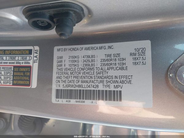 2020 HONDA CR-V AWD EX-L