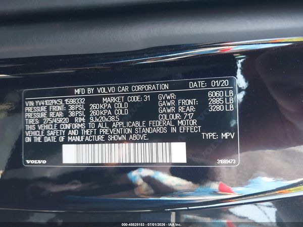 2020 VOLVO XC90 T5 MOMENTUM 7 PASSENGER