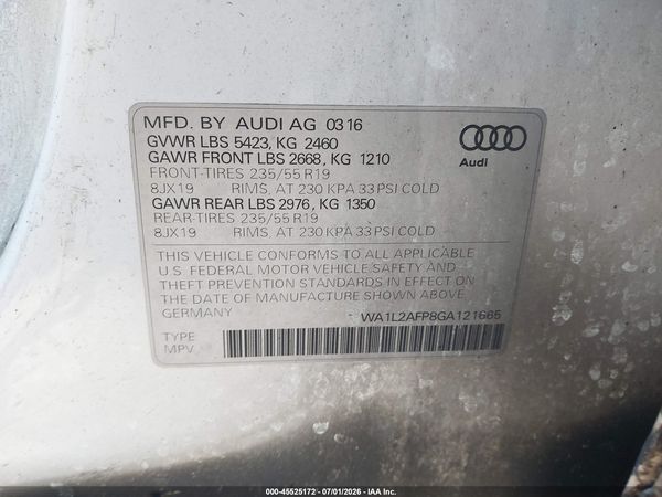 2016 AUDI Q5 2.0T PREMIUM