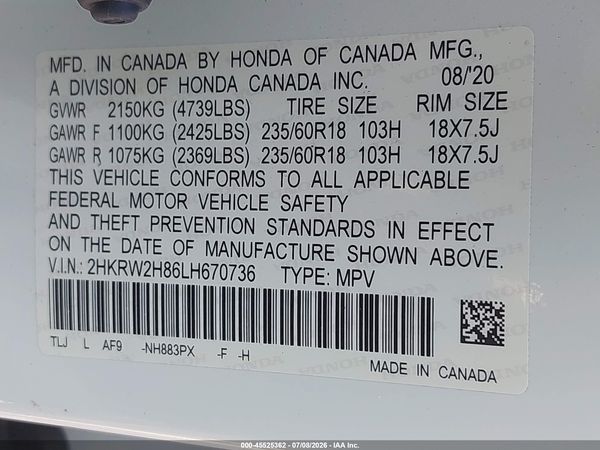 2020 HONDA CR-V AWD EX-L
