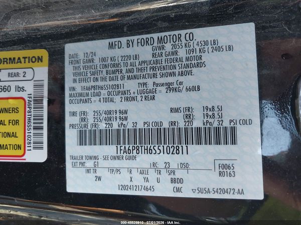 2025 FORD MUSTANG ECOBOOST FASTBACK