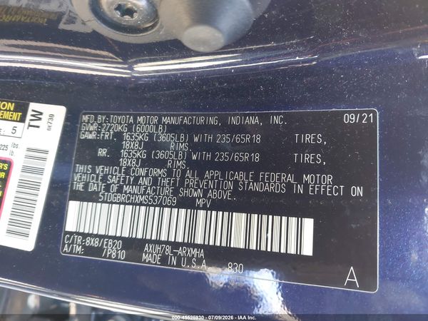 2021 TOYOTA HIGHLANDER HYBRID XLE