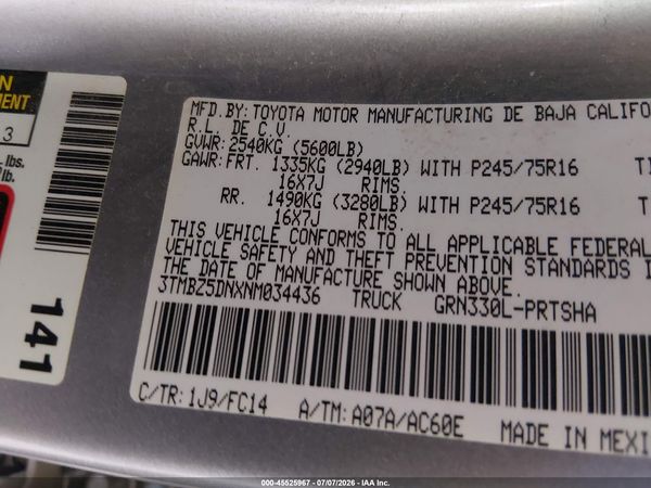 2022 TOYOTA TACOMA SR5 V6