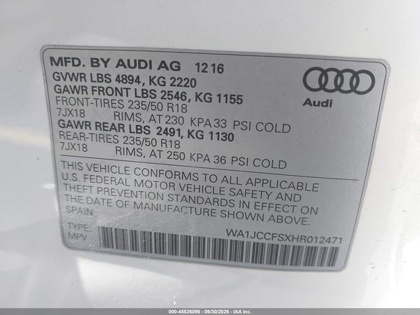 2017 AUDI Q3 2.0T PREMIUM