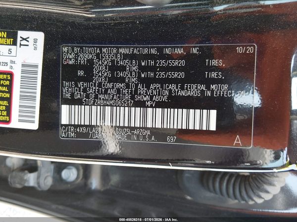 2021 TOYOTA HIGHLANDER PLATINUM