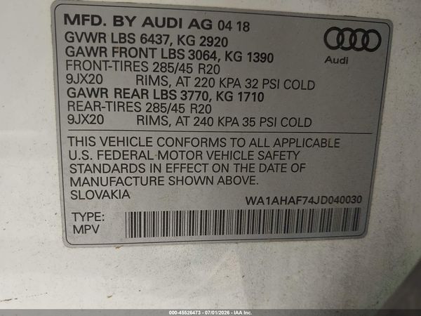 2018 AUDI Q7 2.0T PREMIUM