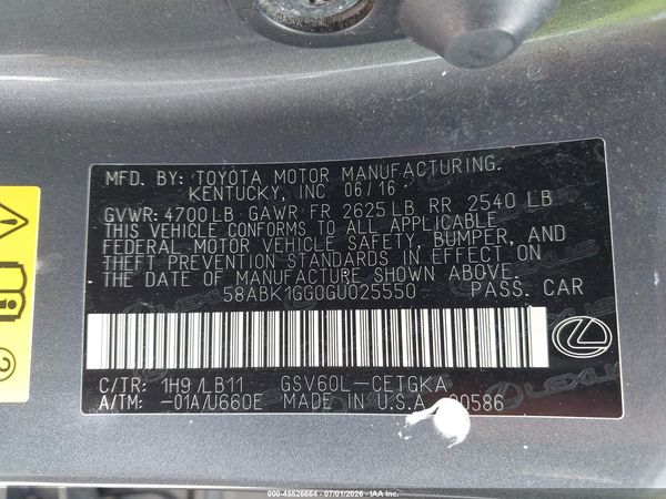 2016 LEXUS ES 350