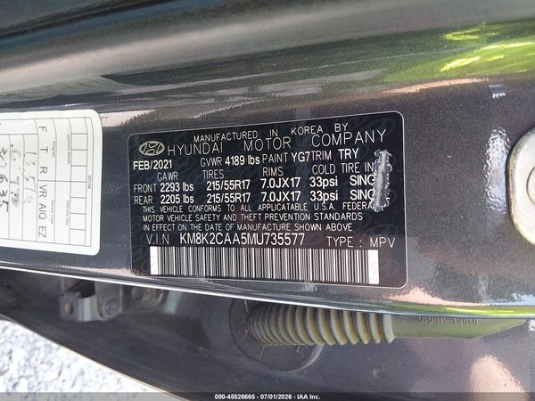 2021 HYUNDAI KONA SEL