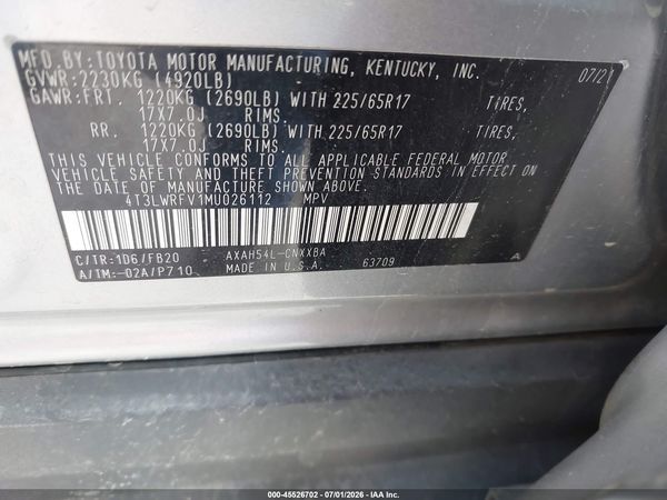 2021 TOYOTA RAV4 HYBRID LE