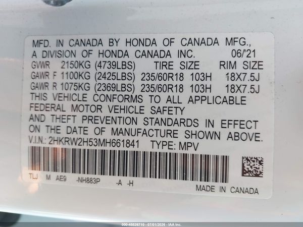 2021 HONDA CR-V AWD EX