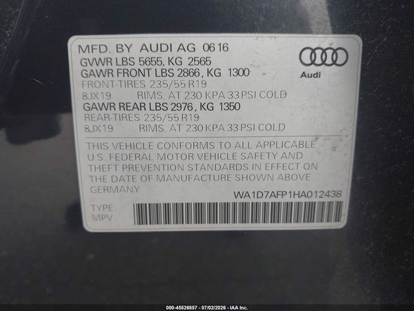 2017 AUDI Q5 3.0T PREMIUM PLUS