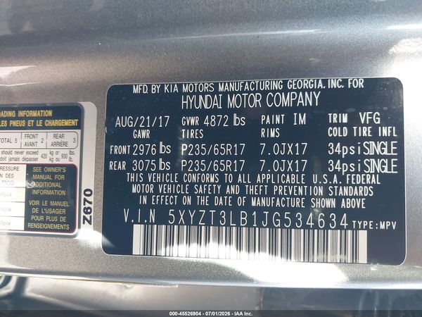 2018 HYUNDAI SANTA FE SPORT 2.4L