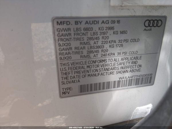 2017 AUDI Q7 3.0T PREMIUM