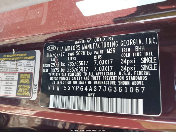 2018 KIA SORENTO 2.4L LX