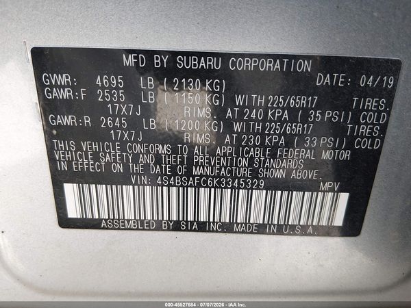 2019 SUBARU OUTBACK 2.5I PREMIUM