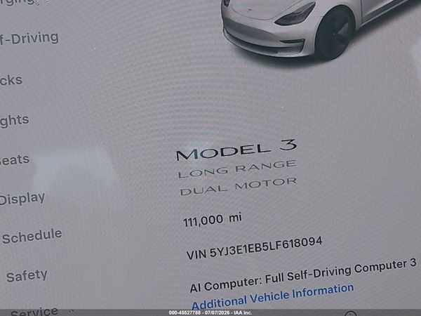 2020 TESLA MODEL 3