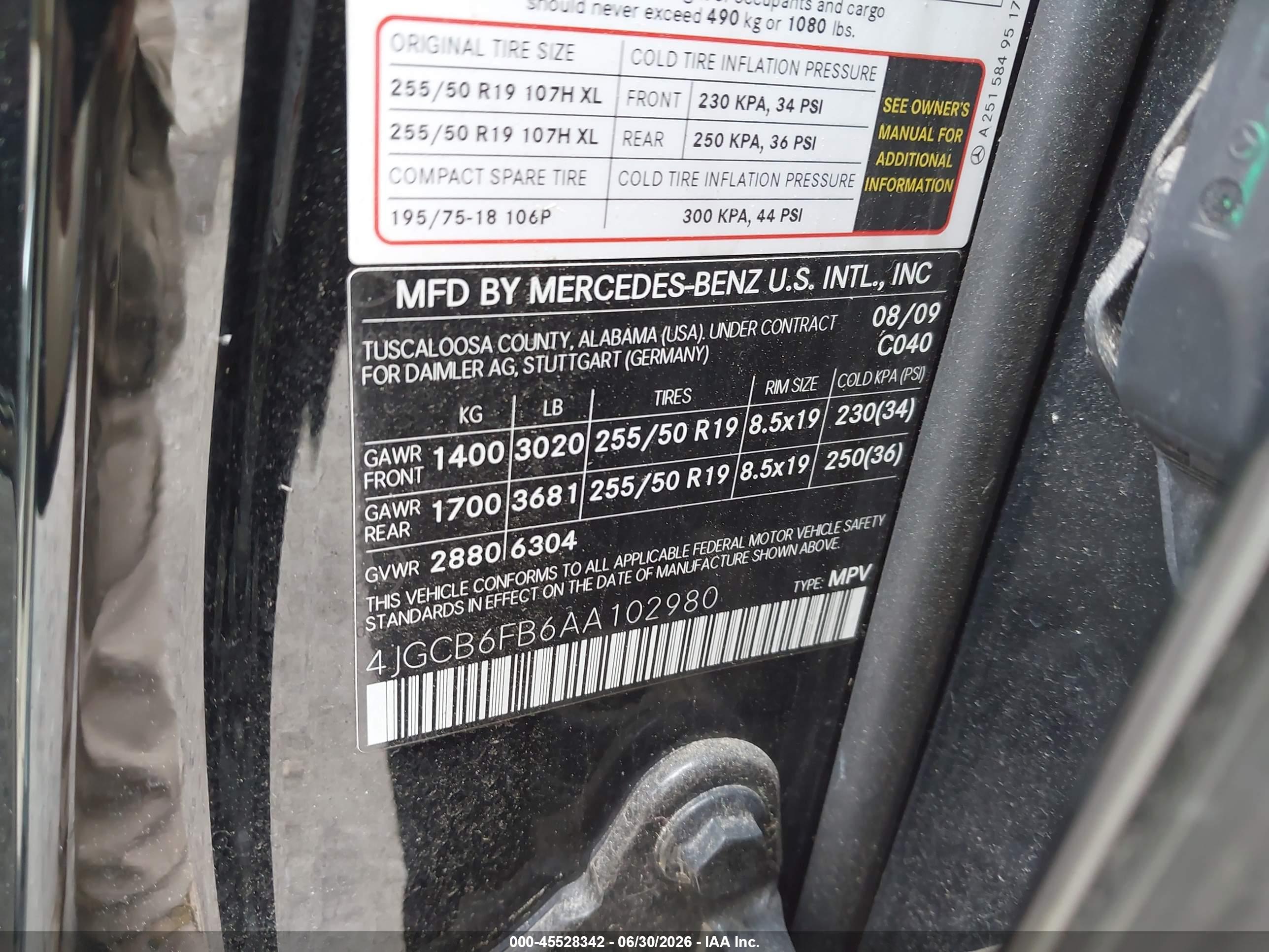 2010 MERCEDES-BENZ R 350 R350 4-MATIC