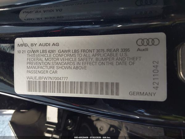 2022 AUDI E-TRON GT PRESTIGE QUATTRO