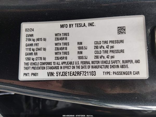 2024 TESLA MODEL 3