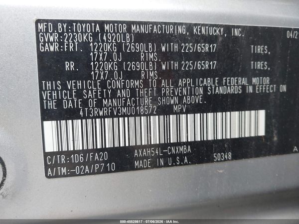 2021 TOYOTA RAV4 HYBRID XLE