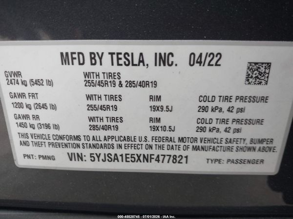 2022 TESLA MODEL S