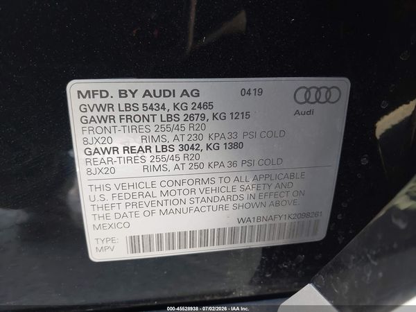 2019 AUDI Q5 45 PREMIUM