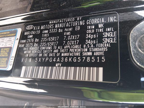 2019 KIA SORENTO 2.4L L