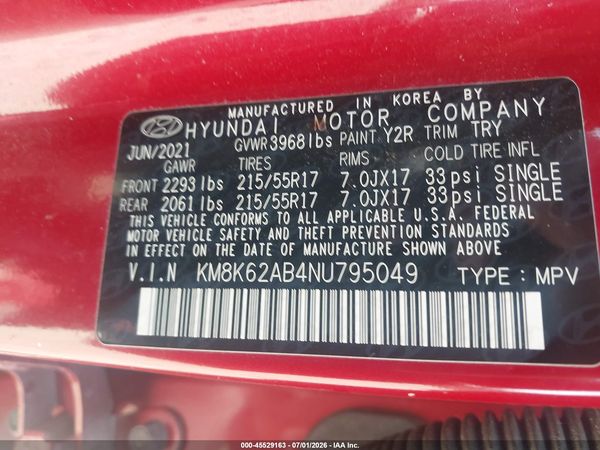 2022 HYUNDAI KONA SEL