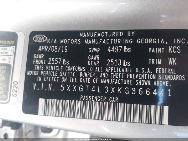 2019 KIA OPTIMA LX