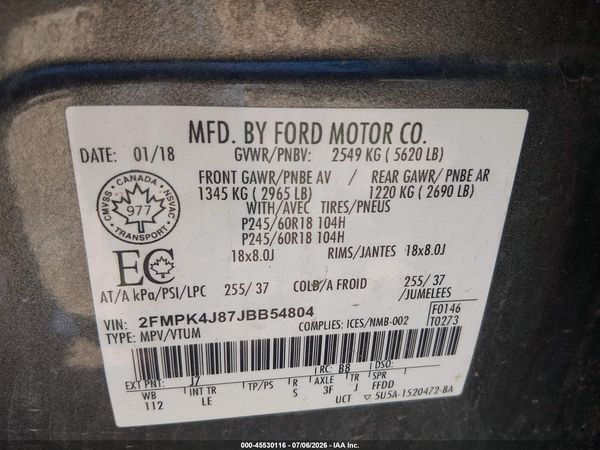 2018 FORD EDGE SEL — I9