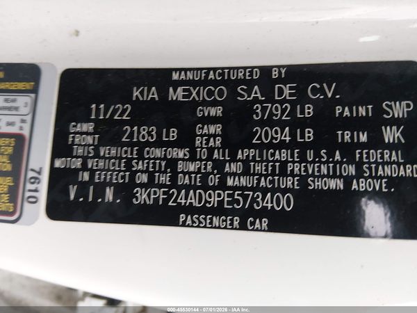 2023 KIA FORTE LXS