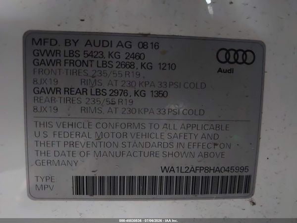 2017 AUDI Q5 2.0T PREMIUM
