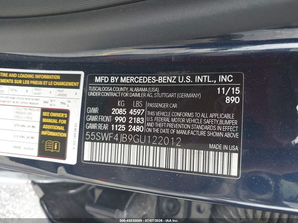 2016 MERCEDES-BENZ C 300 C300