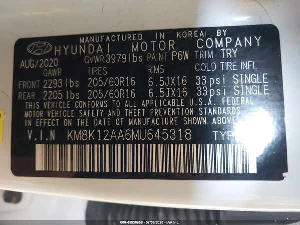 2021 HYUNDAI KONA SE