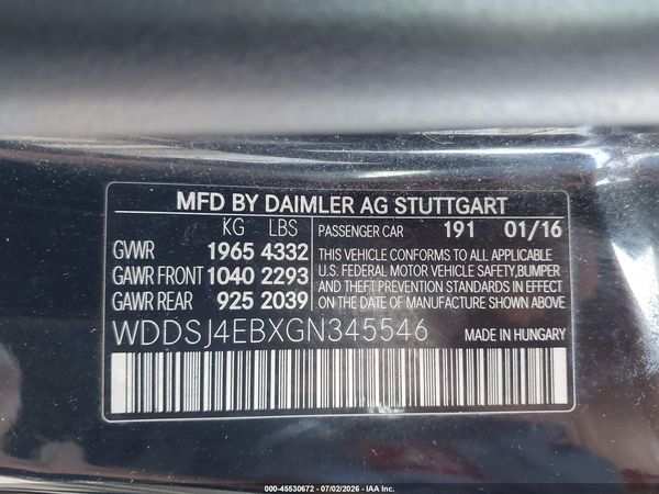 2016 MERCEDES-BENZ CLA 250 CLA250