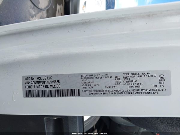 2022 RAM PROMASTER 3500