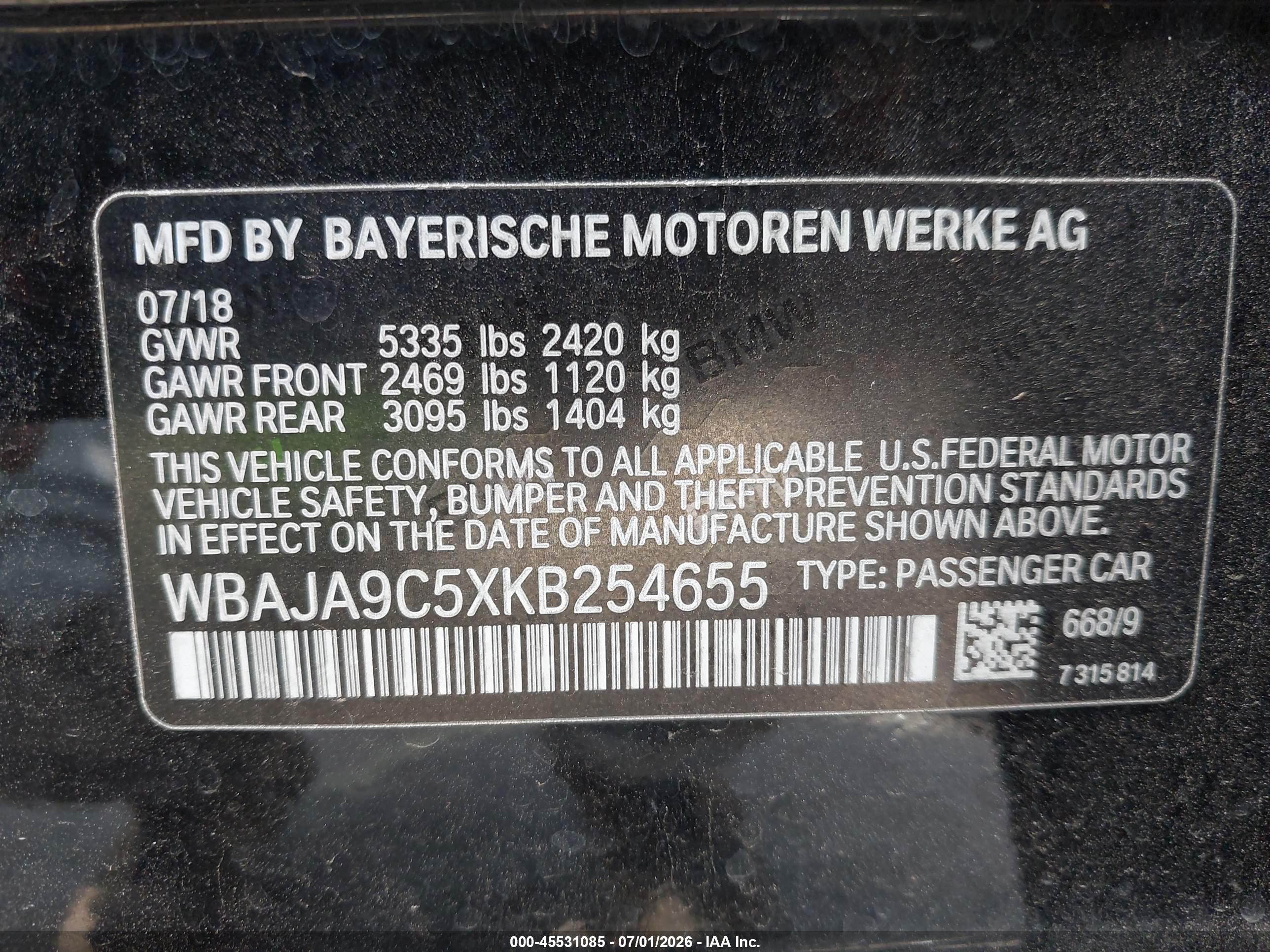2019 BMW 530E IPERFORMANCE
