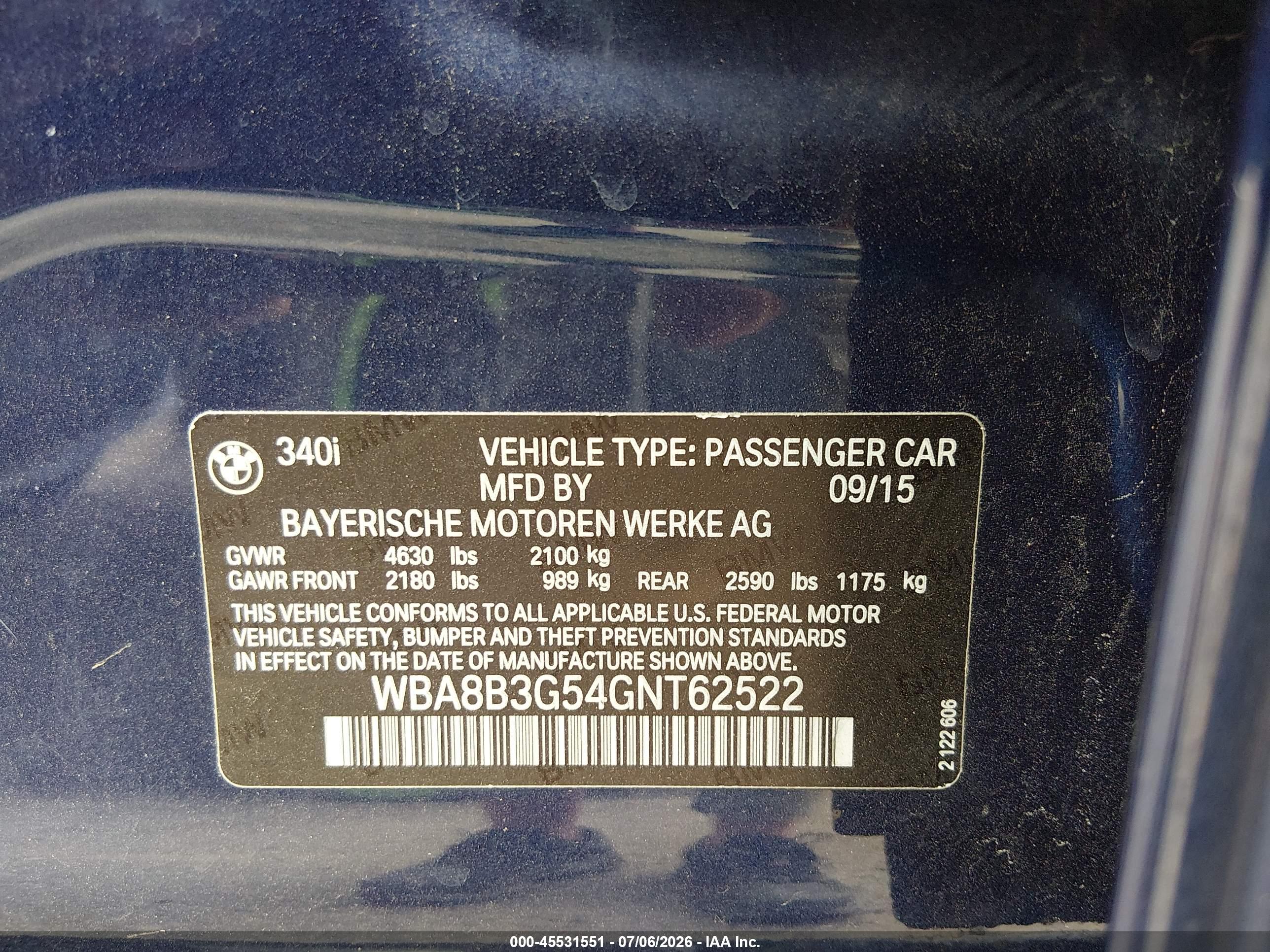 2016 BMW 340I SA