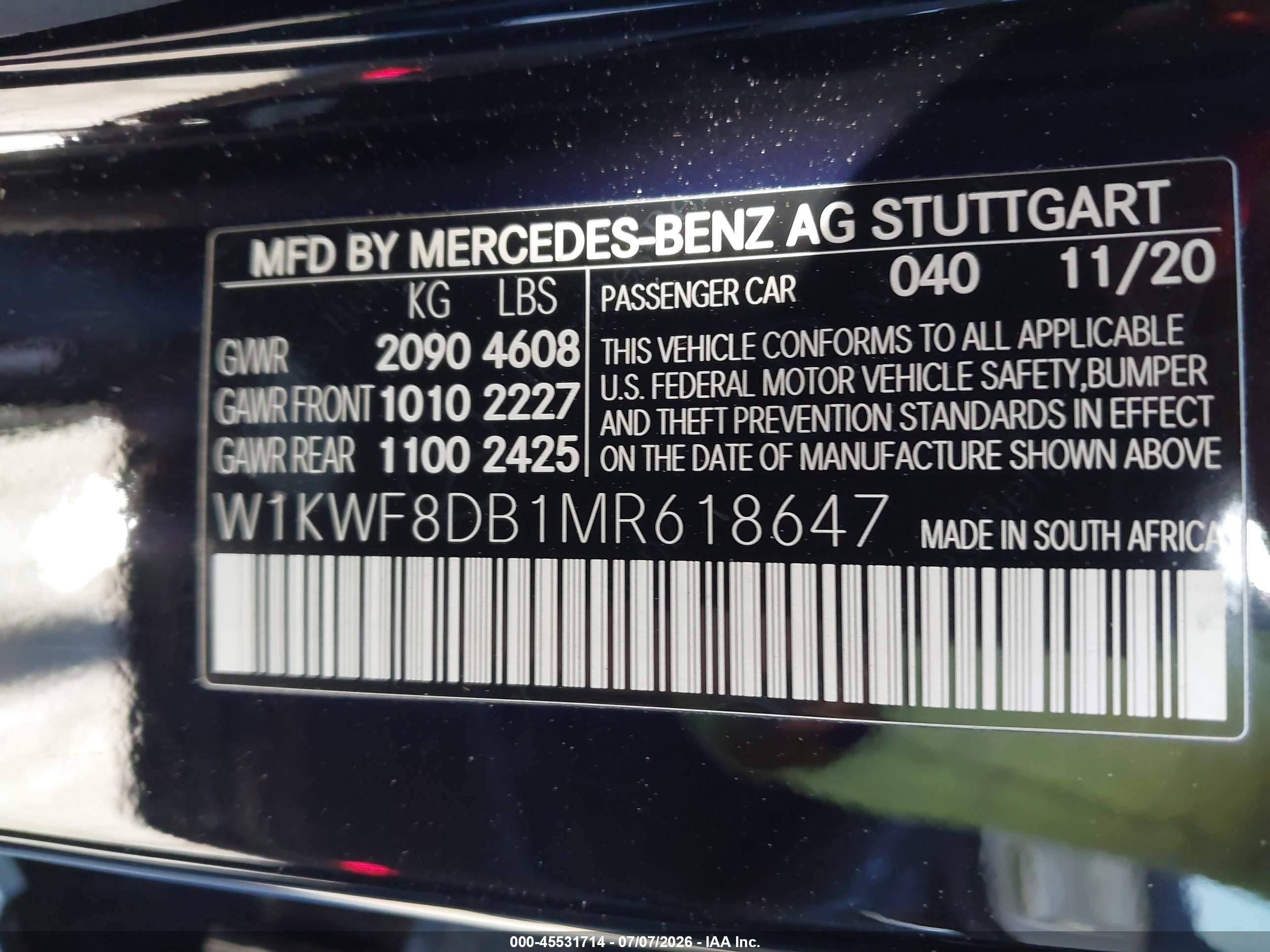 2021 MERCEDES-BENZ C 300 SEDAN