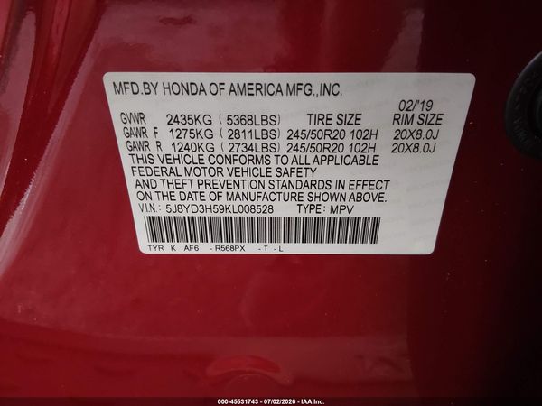 2019 ACURA MDX TECH PKG