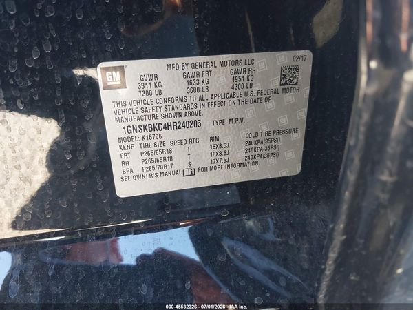 2017 CHEVROLET TAHOE LT — I9