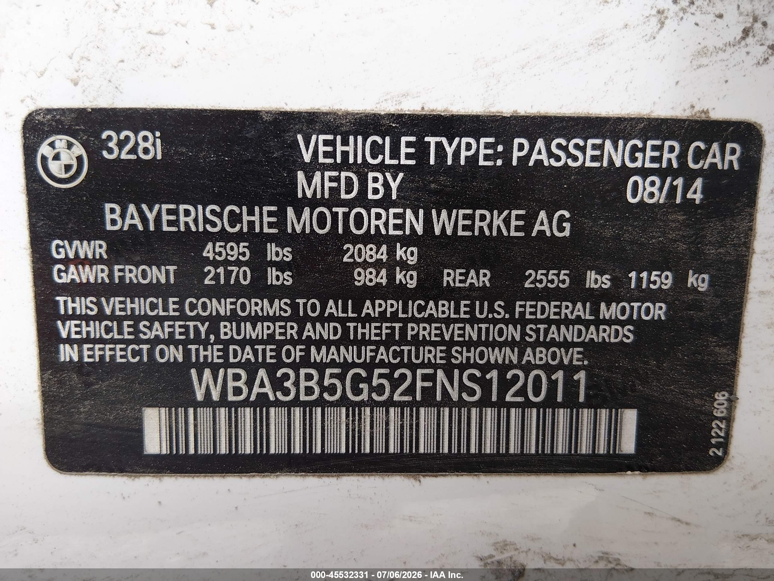 2015 BMW 328I XDRIVE