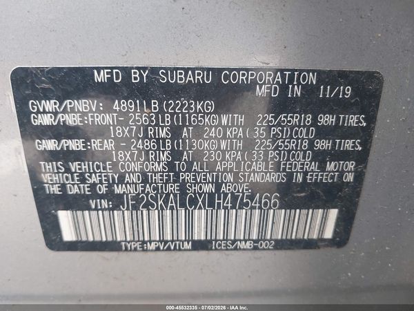 2020 SUBARU FORESTER SPORT
